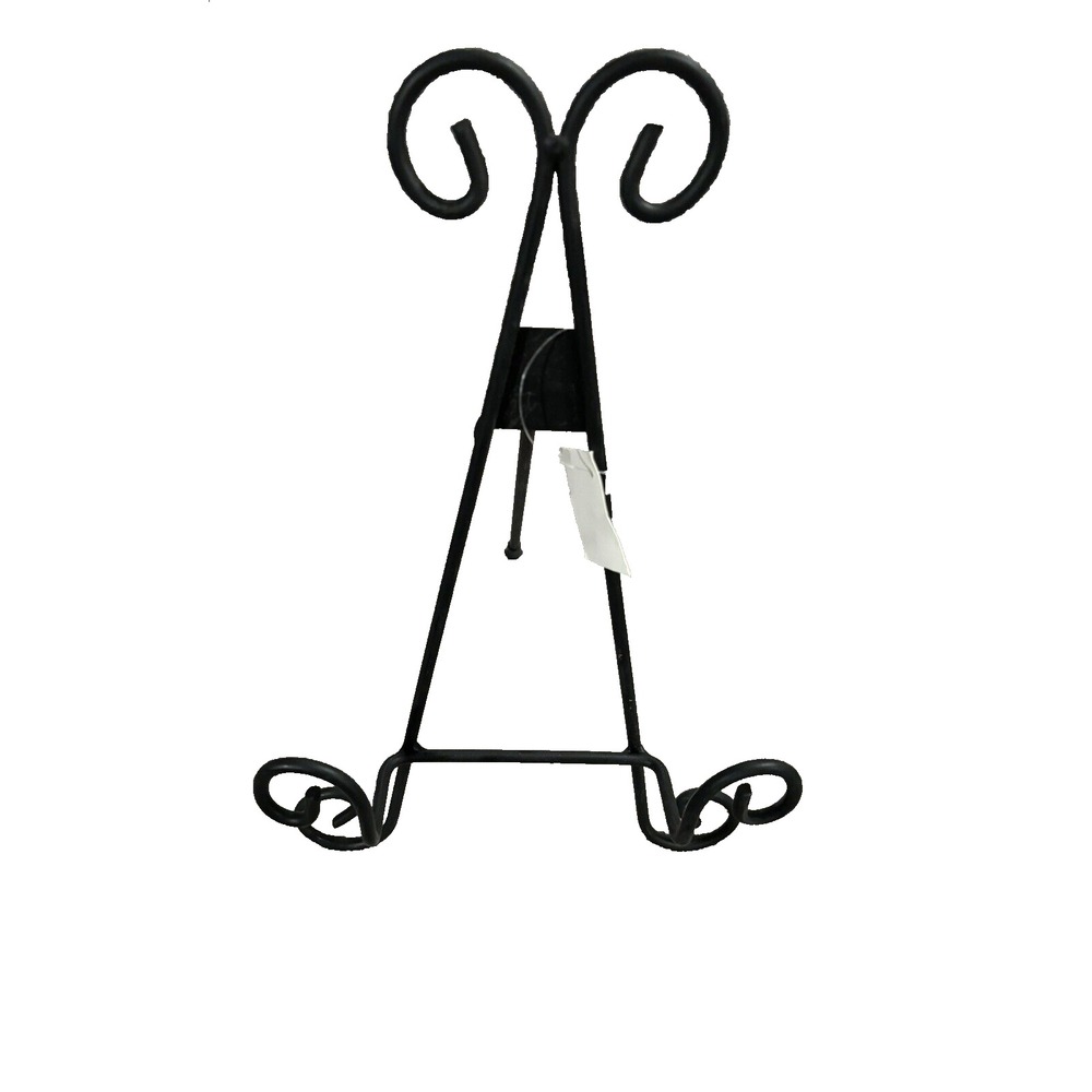 Metal Scroll Easel Matte Black Approximately 10"x7"